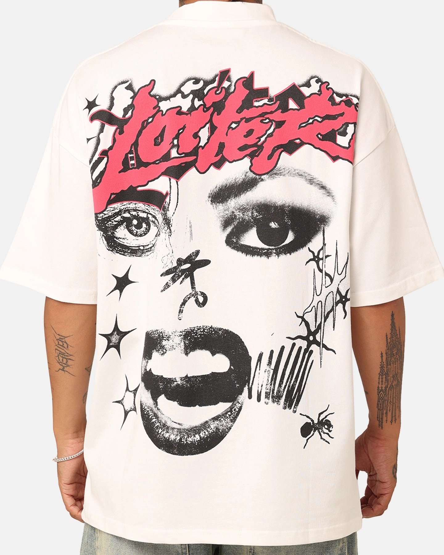 Retro Light and Fresh Loiter Sketchbook Oversized T-Shirt Off White