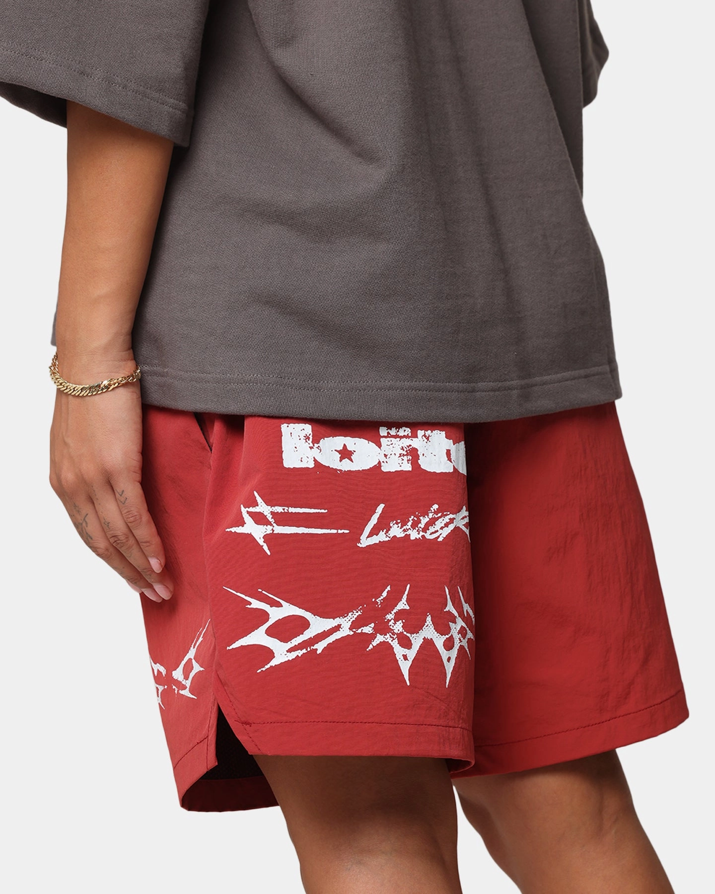 Loiter Stacked Metal Walk Shorts Burgandy All Occasion
