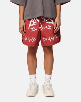 Organic Cotton Blend Rubberized Hem Loiter Stacked Metal Walk Shorts Burgandy