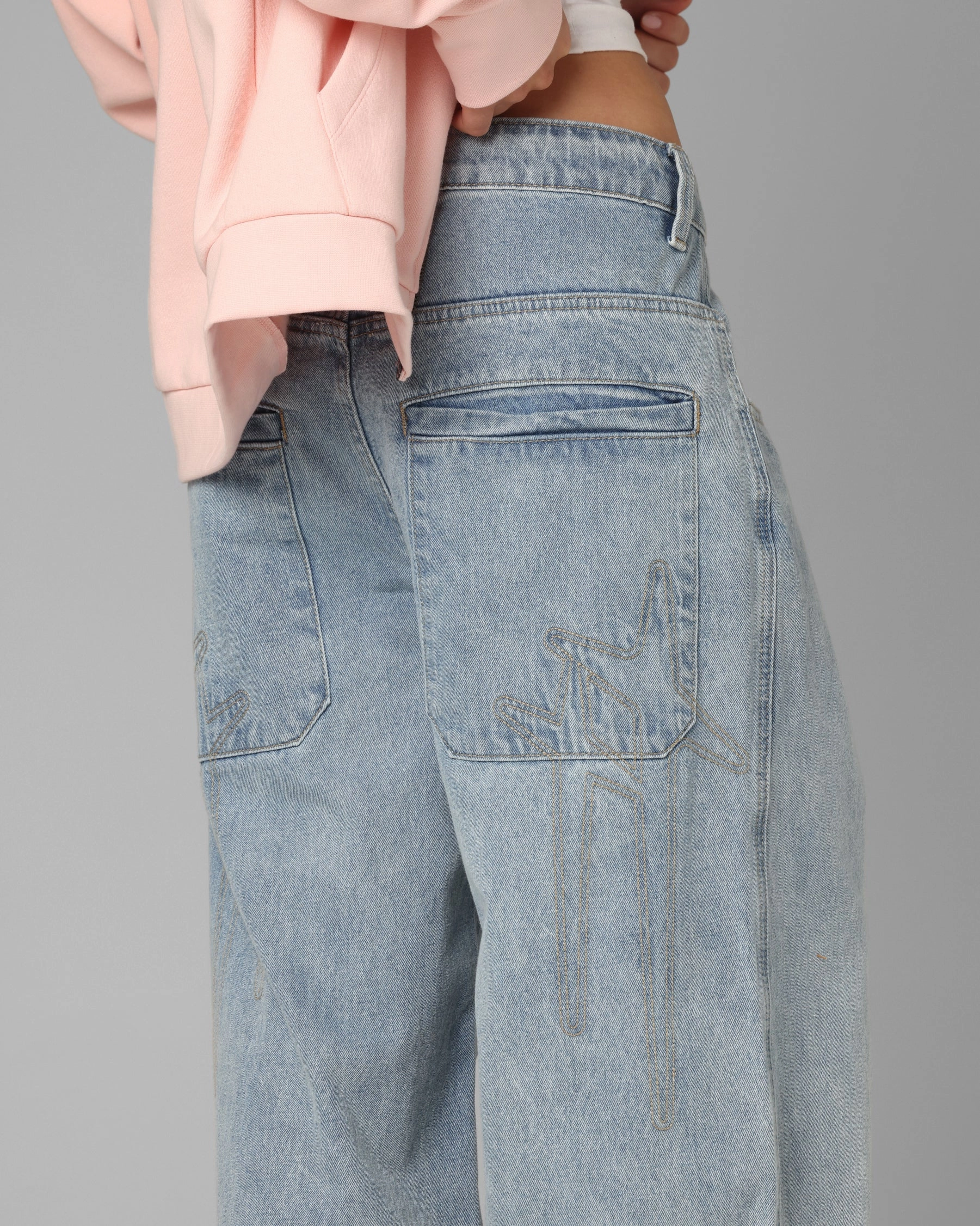 Loiter Star Born Jeans Washed Blue Relaxed Waist Casual Vibes