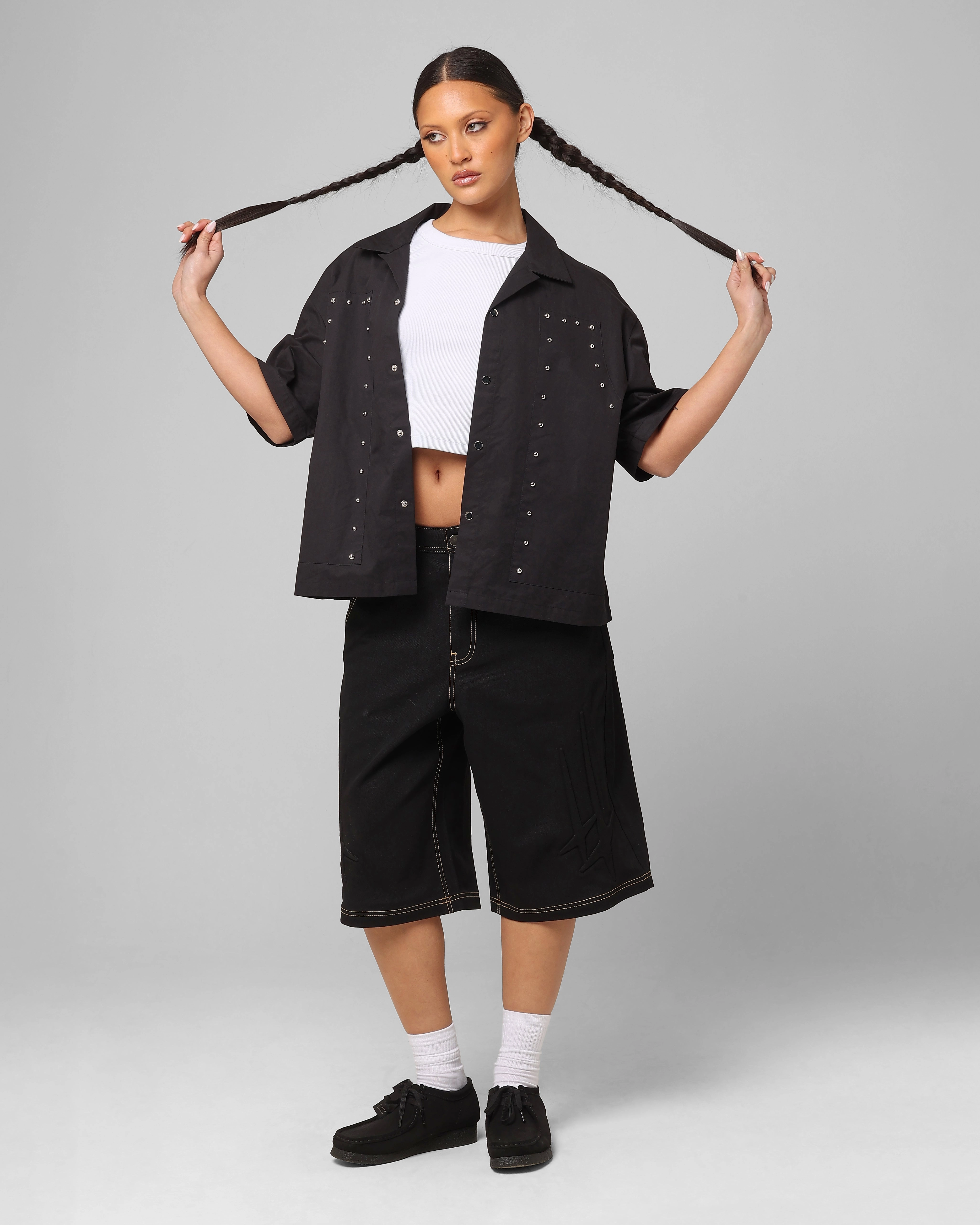 HighDensityWeave Comfort Wear Loiter Star Child Jorts Black