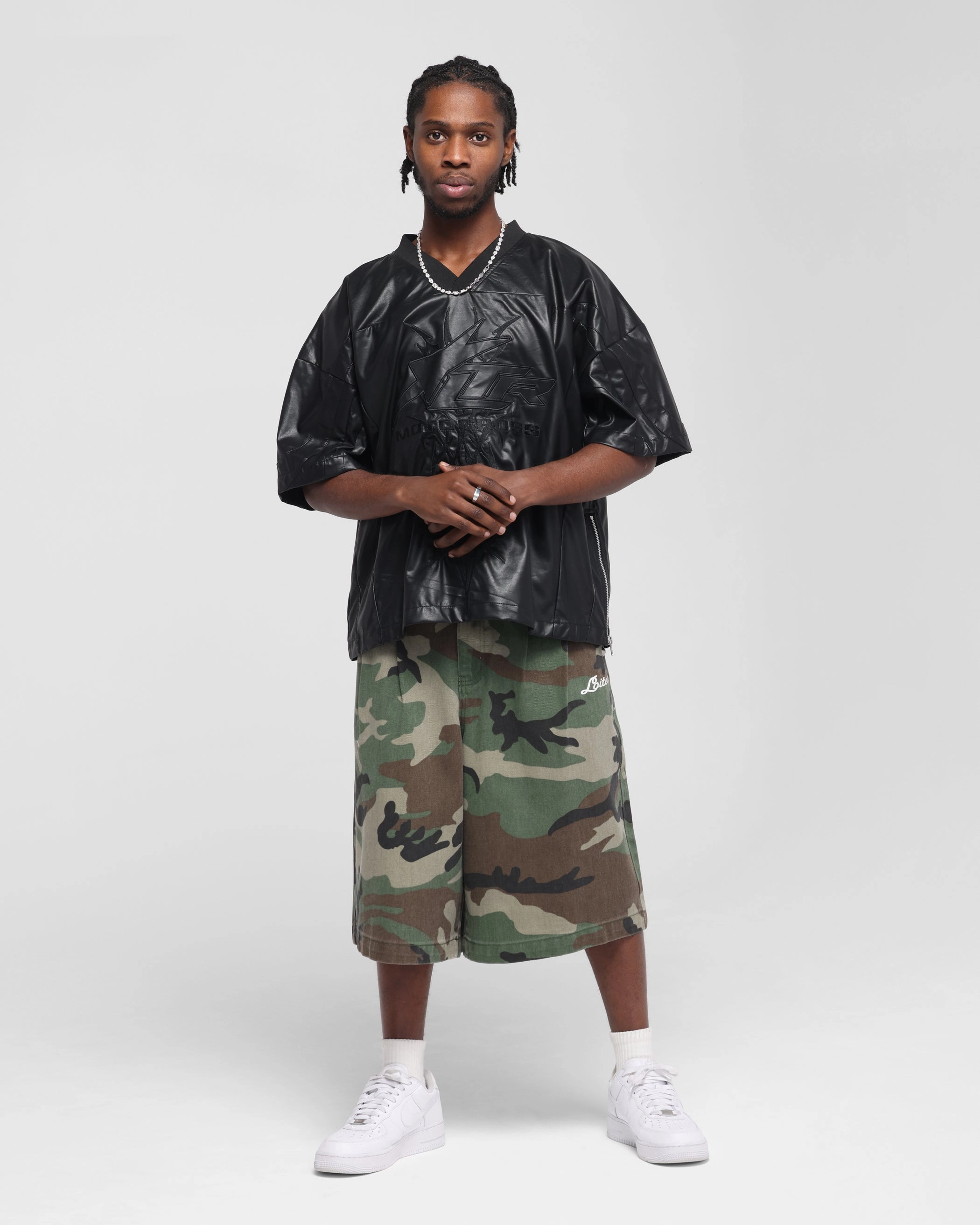 Loiter Vegan Leather Football Top Black Maximum Performance Breathe Easy