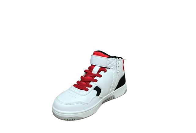 Lotto scarpa sneakers da ragazzo Tracer Mid CL SL T6743 bianco nero Racing running