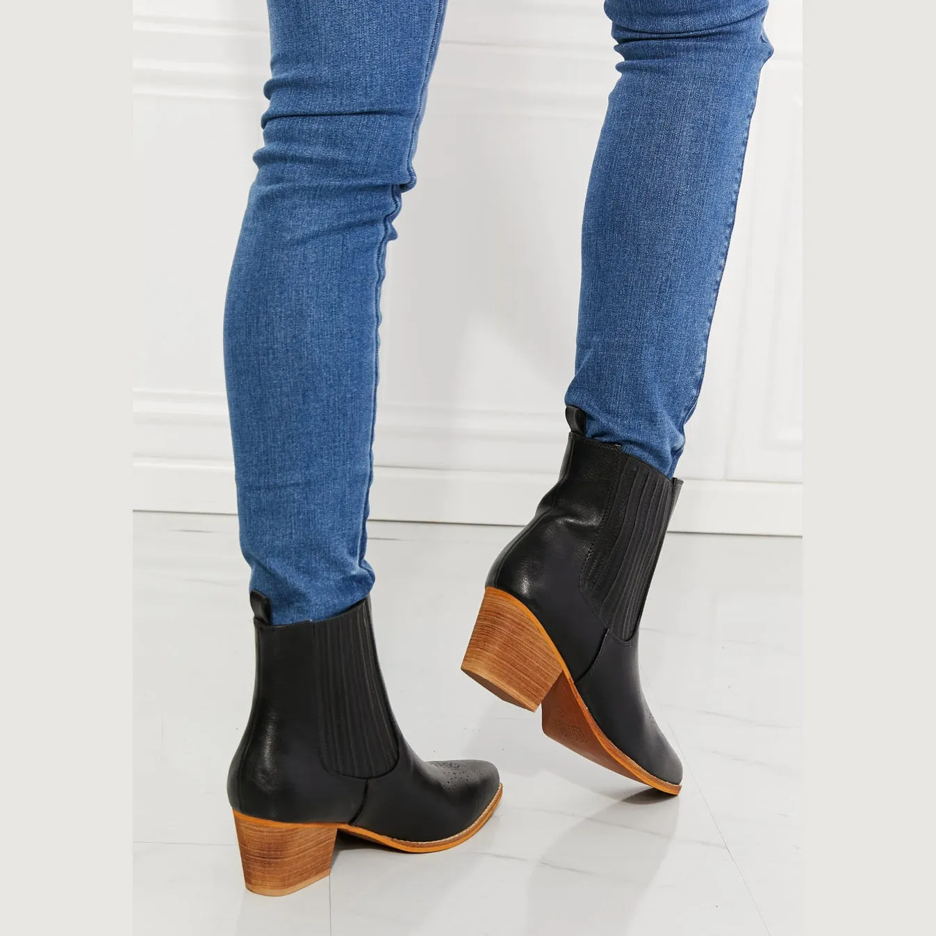 Love the Journey Stacked Heel Chelsea Boot in Black