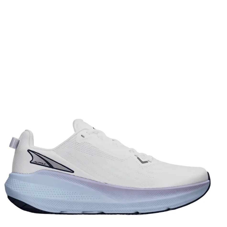 Altra Women's FWD Via Running Shoes in White Light Blue AW25 Vibration Dampening Workwear Look