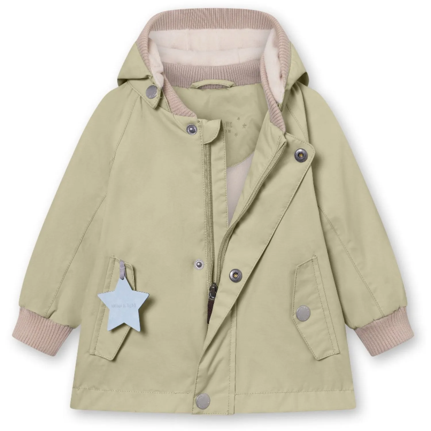 Multi Layer Construction Temperature Regulating Membrane Mini A ture Elm Green Wally Fleece Lined Spring Jacket. GRS