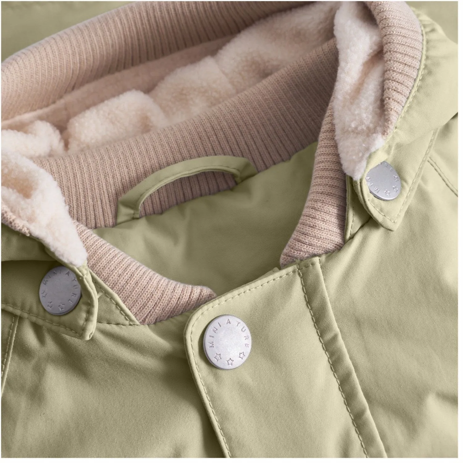 Mini A ture Elm Green Wally Fleece Lined Spring Jacket. GRS Non Chafing Neckline Fashion Forward Layer