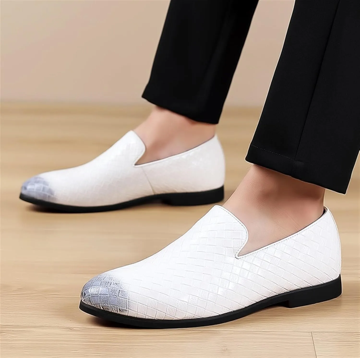 Low Top Round top Flat Heel Loafers for Men's Comfortable Lightweight Slip on Oxfords Business Non-Slip Wear Resistant Moccasins Comfort Soft Sole Casual Shoes