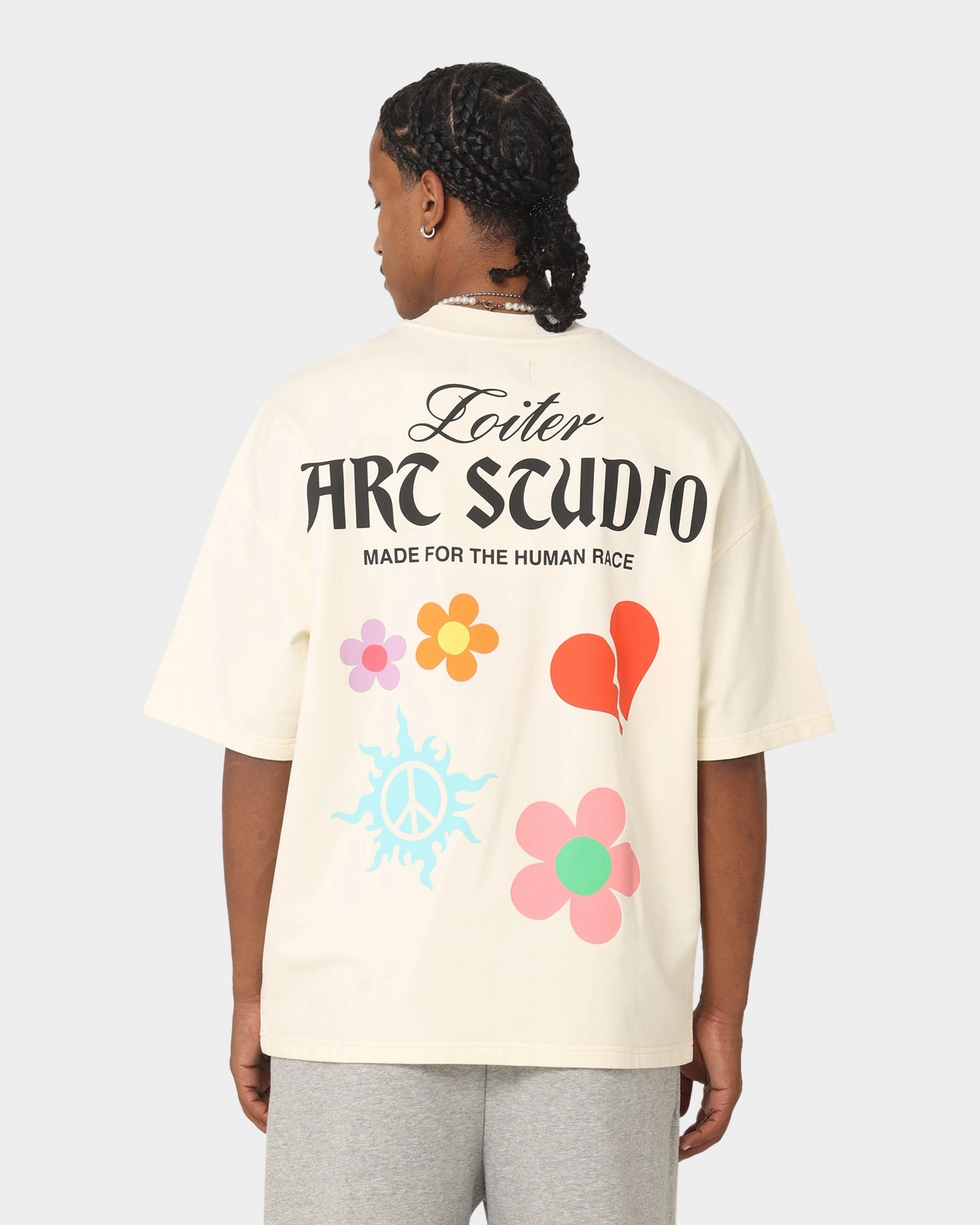 Loiter Flower Boi Oversized T-Shirt Ecru Biodegradable Options