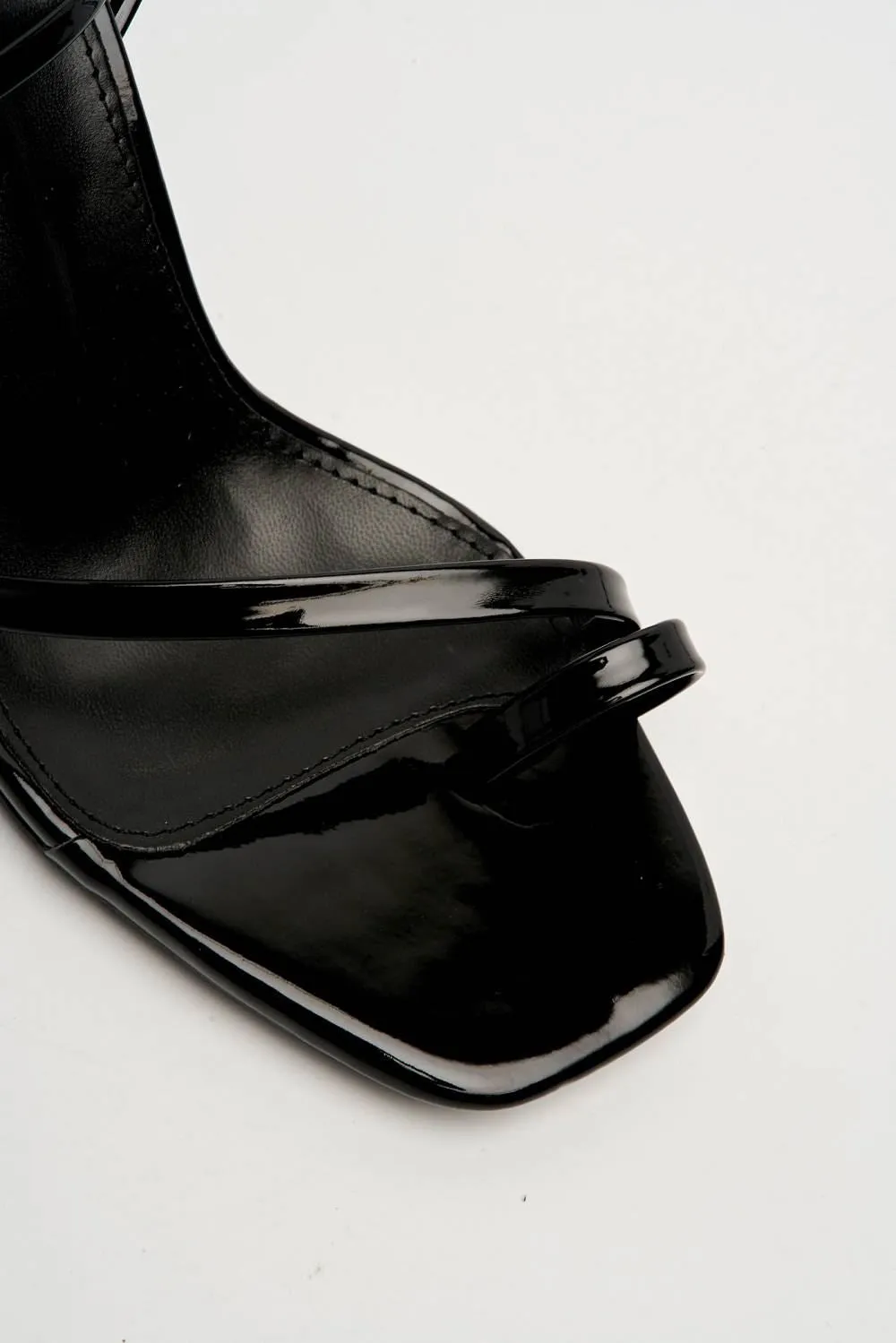 Luci Toe Ring Strap Lace-up Heel in Black
