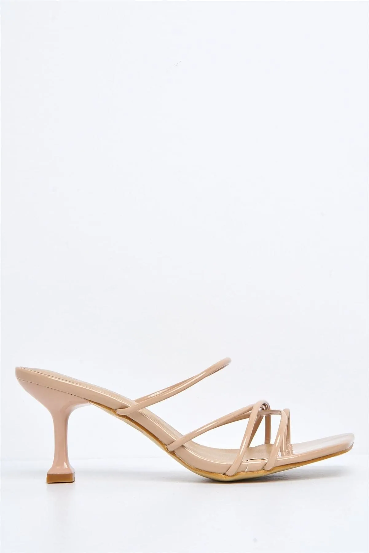 Lucie Kitten Heel Strappy Mule in Mocha