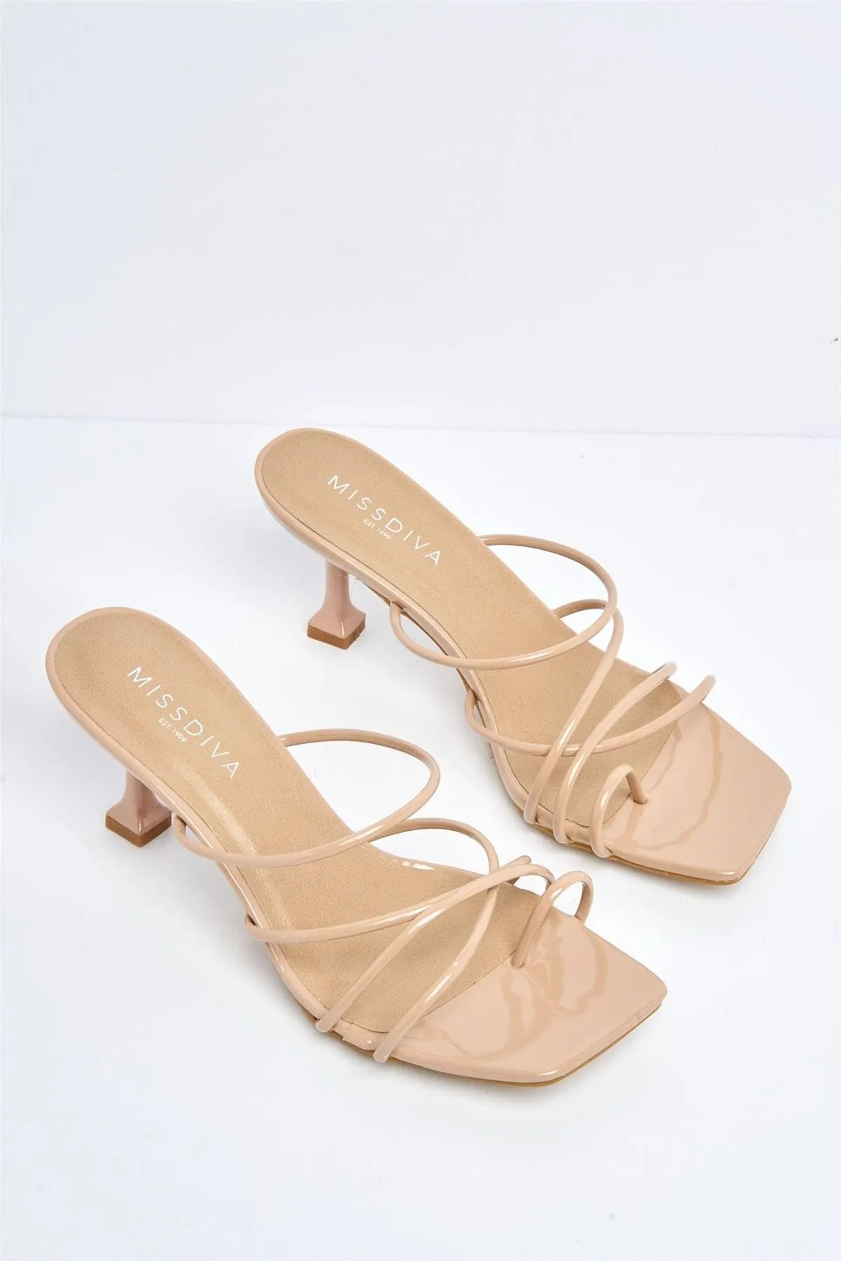 Lucie Kitten Heel Strappy Mule in Mocha