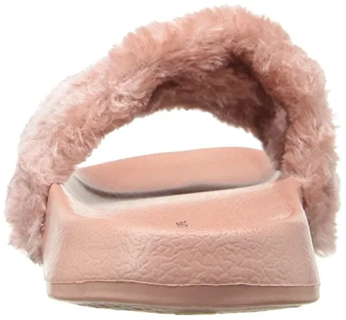 Lust For Life Smooth Blush Comfortable Casual Faux Fur Pool Slide Slip On Sandals
