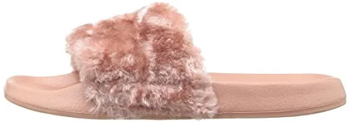 Lust For Life Smooth Blush Comfortable Casual Faux Fur Pool Slide Slip On Sandals