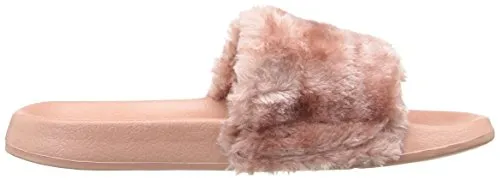 Lust For Life Smooth Blush Comfortable Casual Faux Fur Pool Slide Slip On Sandals