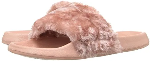 Lust For Life Smooth Blush Comfortable Casual Faux Fur Pool Slide Slip On Sandals