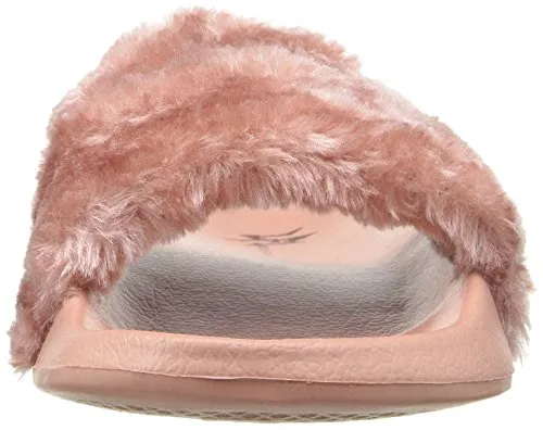 Lust For Life Smooth Blush Comfortable Casual Faux Fur Pool Slide Slip On Sandals