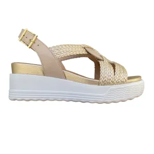 Animal Print Elegant Summer Footwear Stonefly sandalo da donna con tomaia intrecciata con zeppa PARKY 24 220895-BUK oro