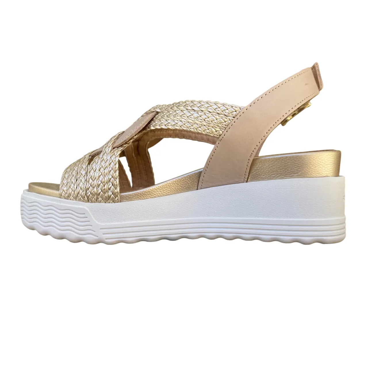 Soft Flexible Stonefly sandalo da donna con tomaia intrecciata con zeppa PARKY 24 220895-BUK oro