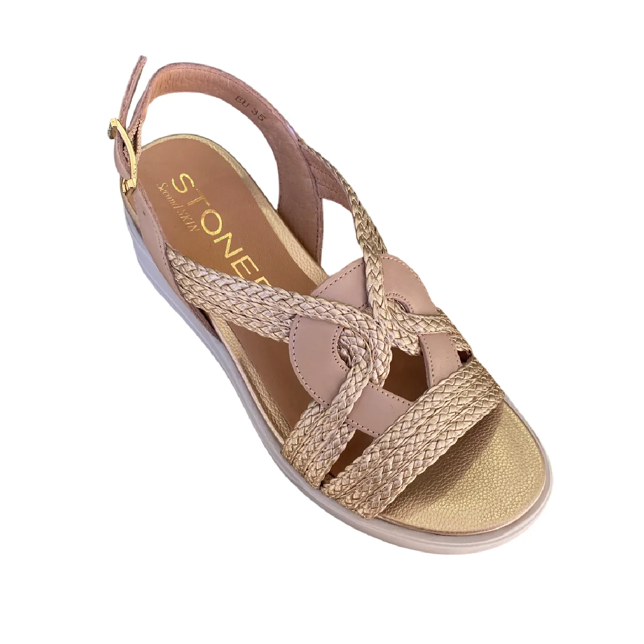 Stonefly sandalo da donna con tomaia intrecciata con zeppa PARKY 24 220895-BUK oro Daily Mobility