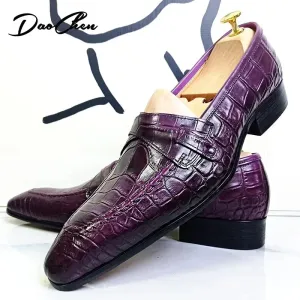 Luxury Snake Print Leather Loafers for Men | Slip-On Casual Dress Shoes | Office, Wedding, and Formal Wear