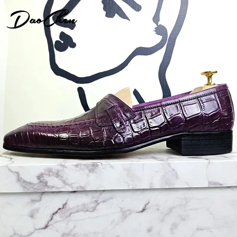 Luxury Snake Print Leather Loafers for Men | Slip-On Casual Dress Shoes | Office, Wedding, and Formal Wear