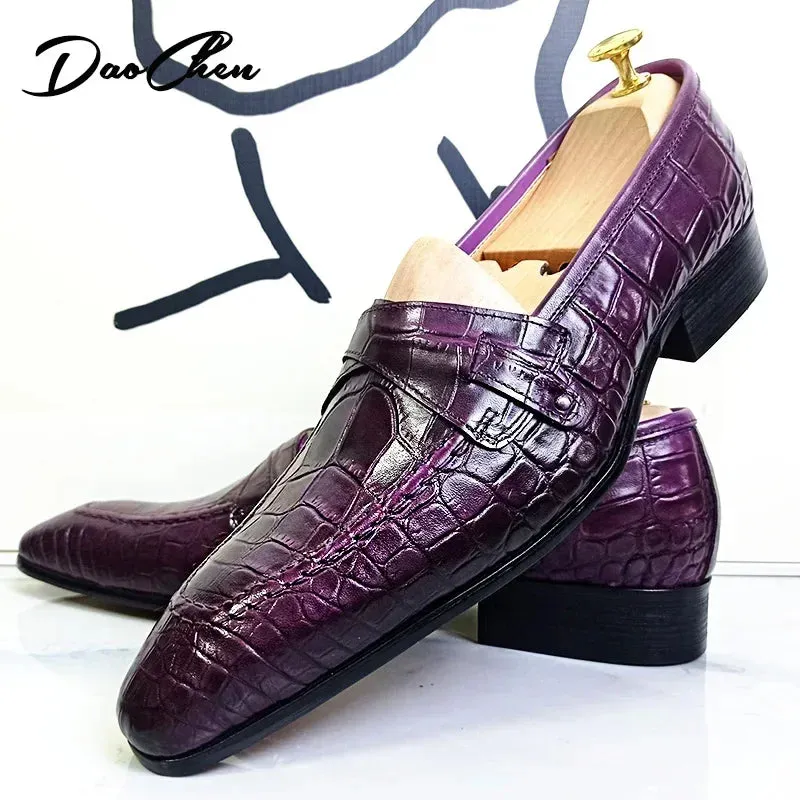 Luxury Snake Print Leather Loafers for Men | Slip-On Casual Dress Shoes | Office, Wedding, and Formal Wear