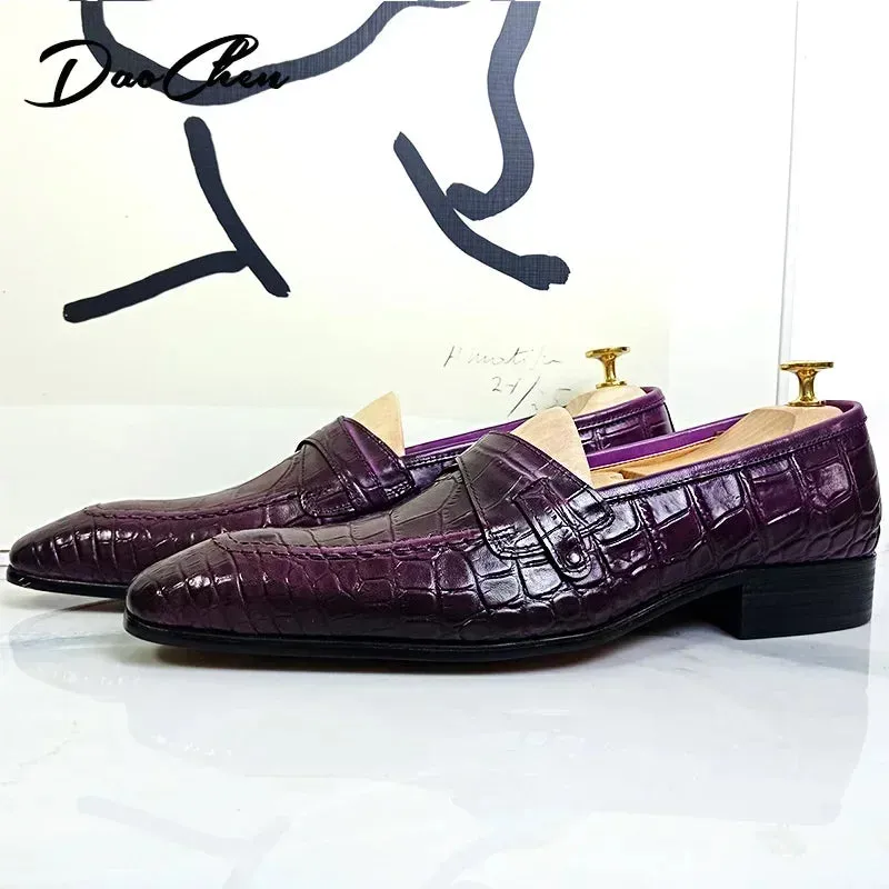 Luxury Snake Print Leather Loafers for Men | Slip-On Casual Dress Shoes | Office, Wedding, and Formal Wear