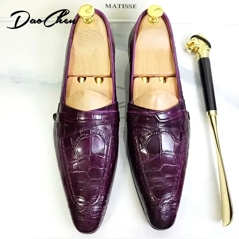 Luxury Snake Print Leather Loafers for Men | Slip-On Casual Dress Shoes | Office, Wedding, and Formal Wear