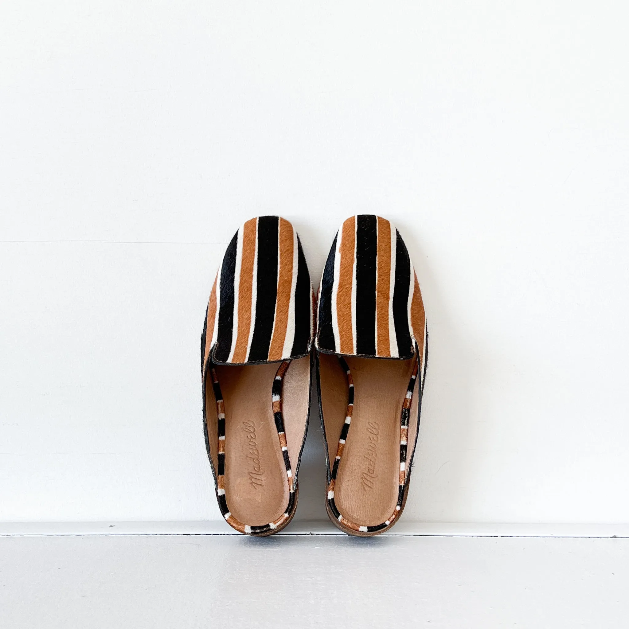 Madewell Willa Loafer/Mule in Brown and Black Stripe