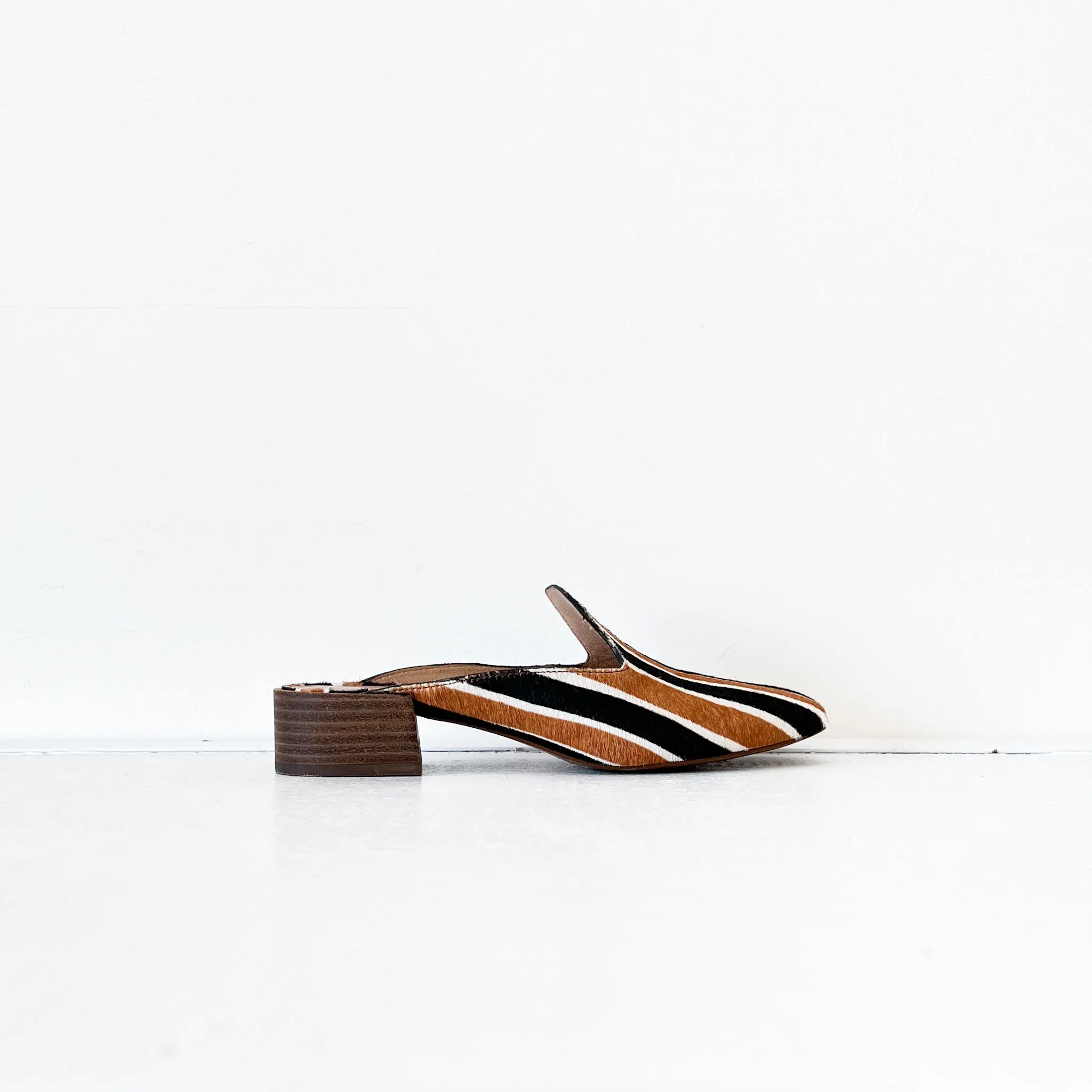 Madewell Willa Loafer/Mule in Brown and Black Stripe