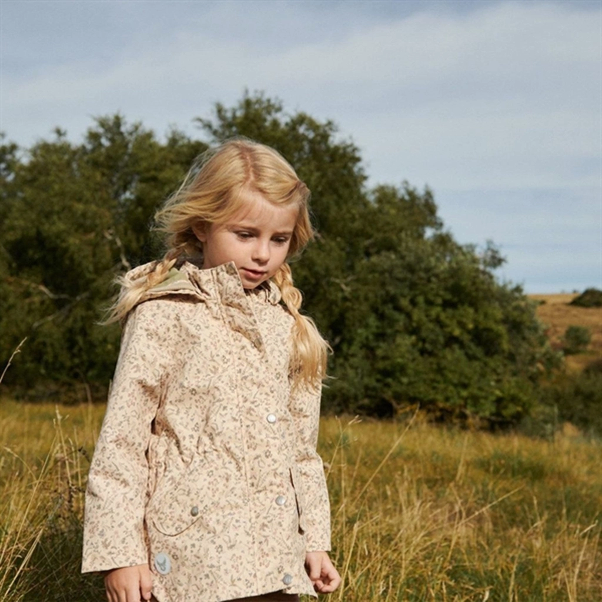 Wheat Jacket w. Fleece Gry Tech Wild Flowers Fleece Backing water proof