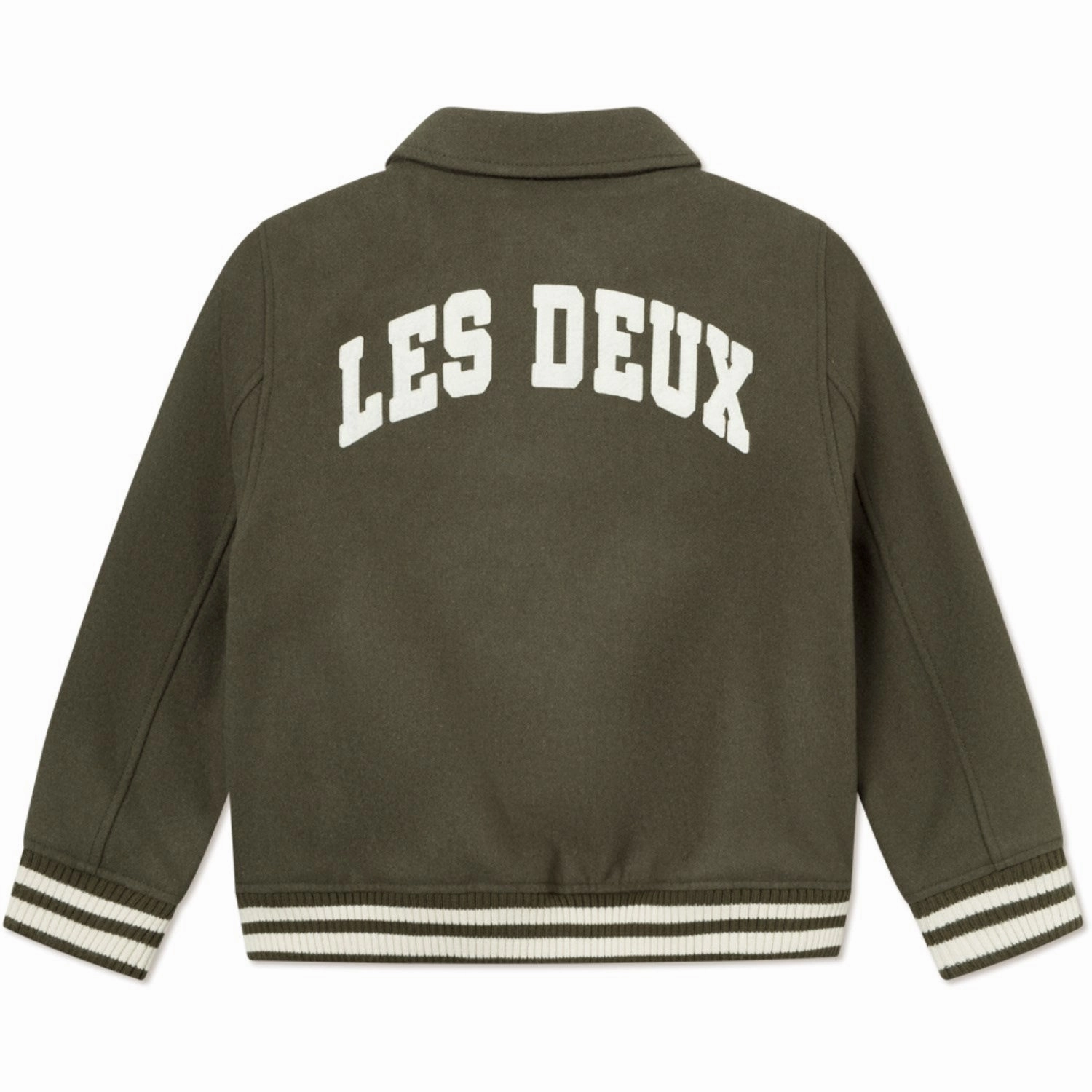 Les Deux Kids Olive Night Felipe Varsity Wool Jacket Kids ElasticWaistband