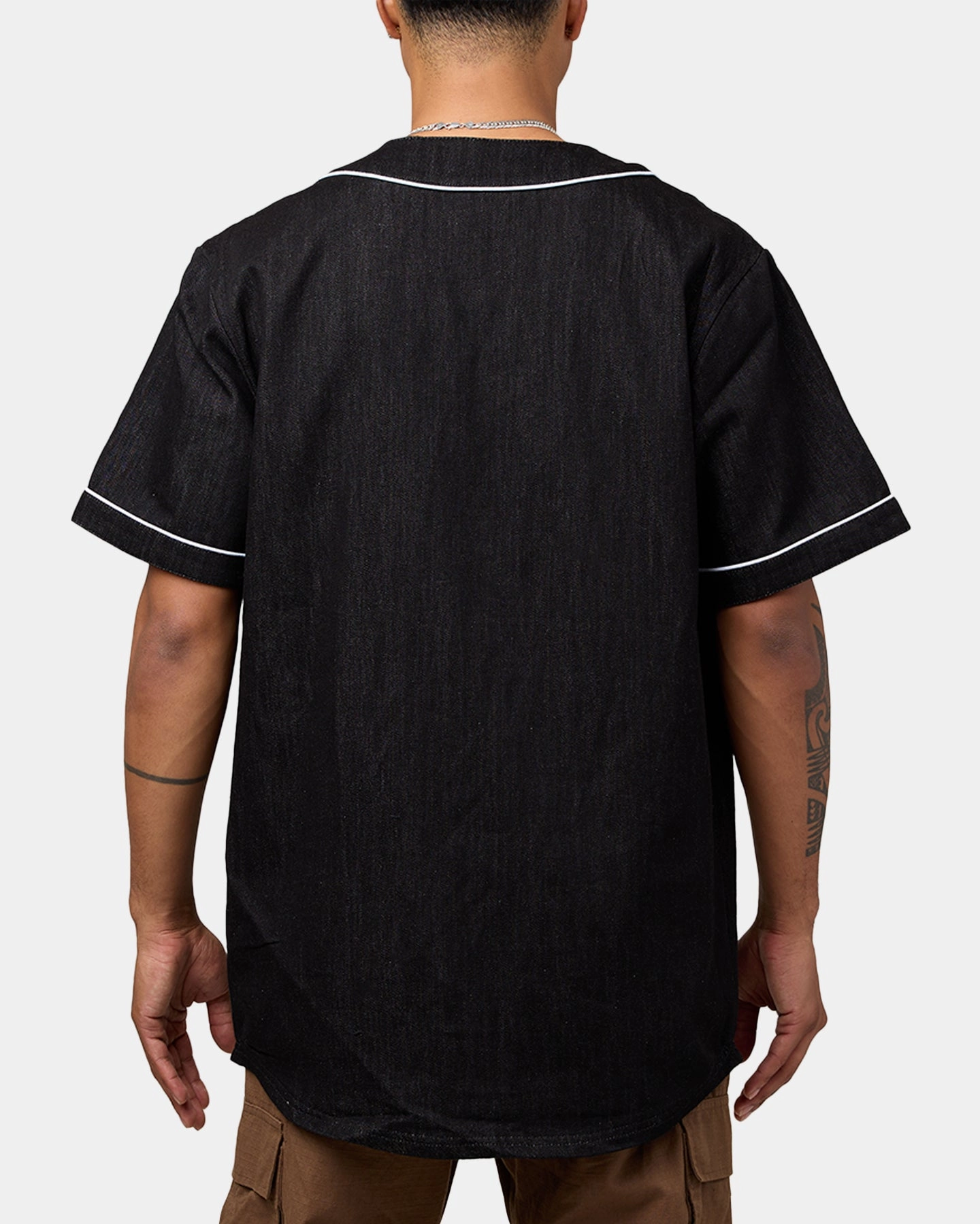 Breathable knit Non Restrictive Armholes Majestic Athletic Las Vegas Raiders Denim Button Up Shirt Washed Black Denim