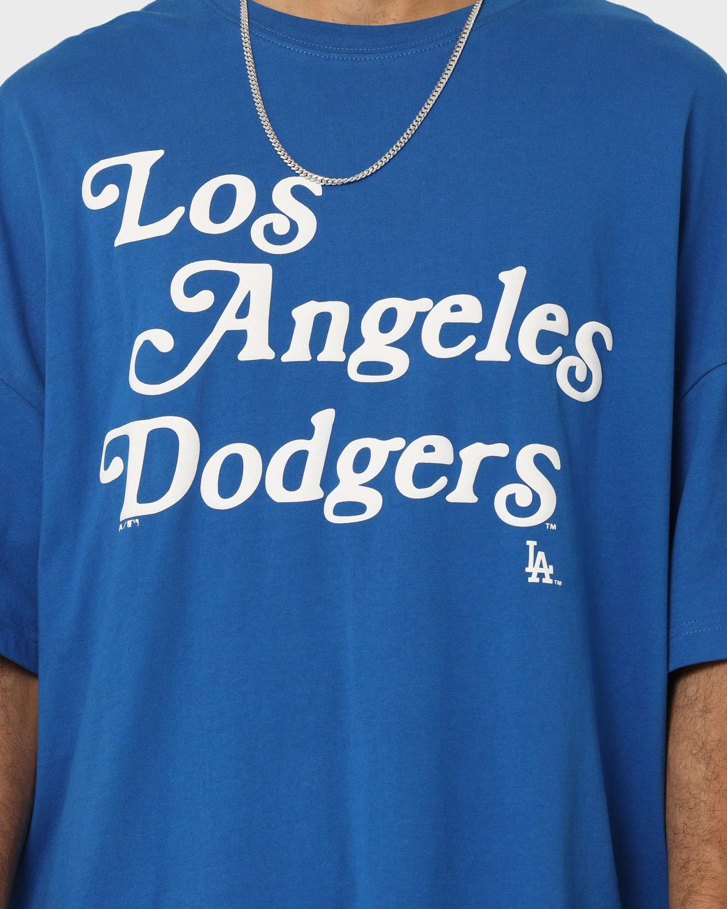 Daily Casual Majestic Athletic Los Angeles Dodgers Puff Print Patch Oversized T-Shirt Royal