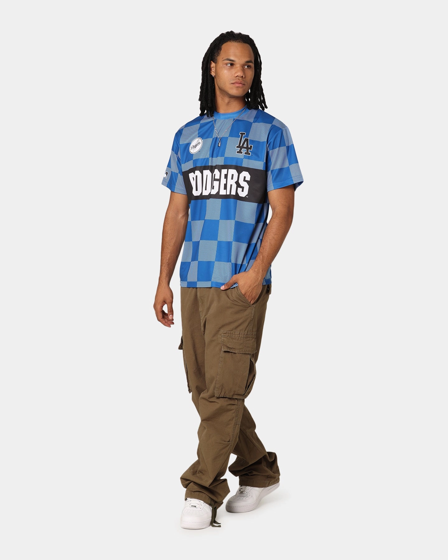 Majestic Athletic Los Angeles Dodgers Team Line Checkered Jersey White/Royal Street Edge Athletic Performance