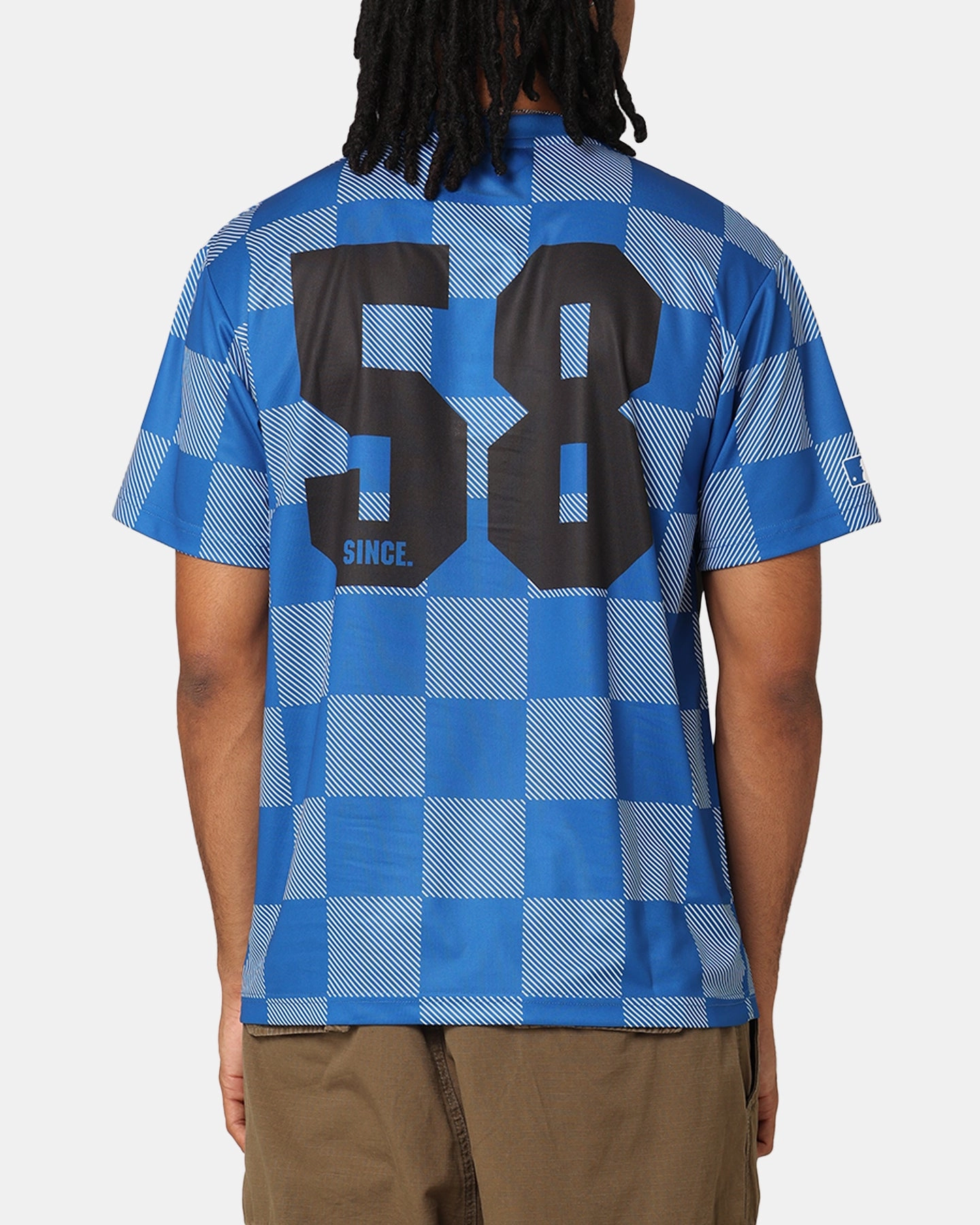 Majestic Athletic Los Angeles Dodgers Team Line Checkered Jersey White/Royal Friction Reducing Inner Layer Quick Flex