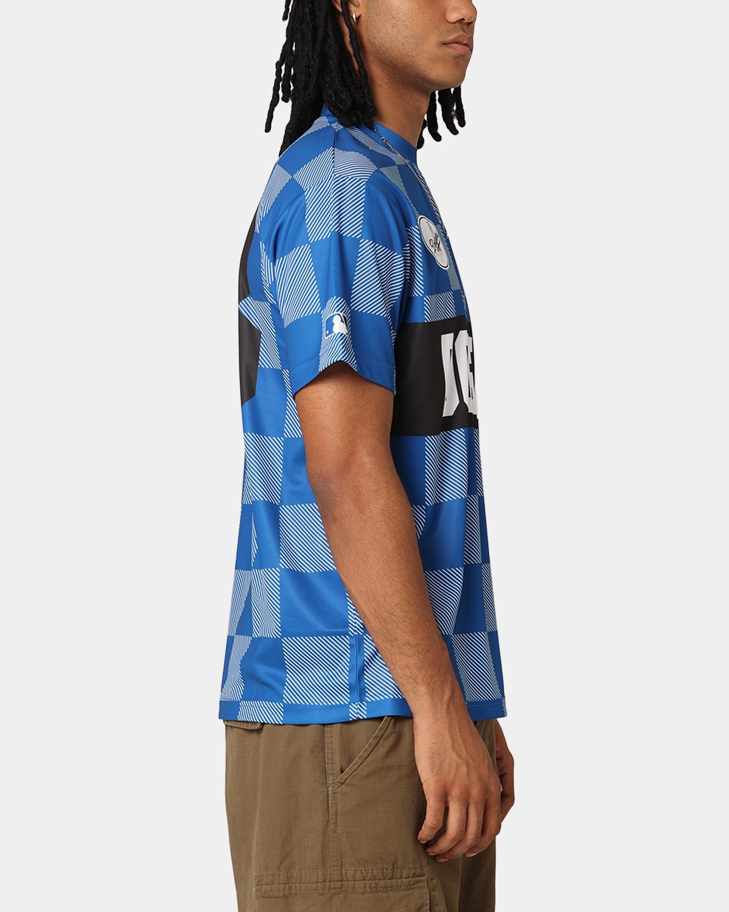 Urban Fit Wicking Performance Fabric Majestic Athletic Los Angeles Dodgers Team Line Checkered Jersey White/Royal