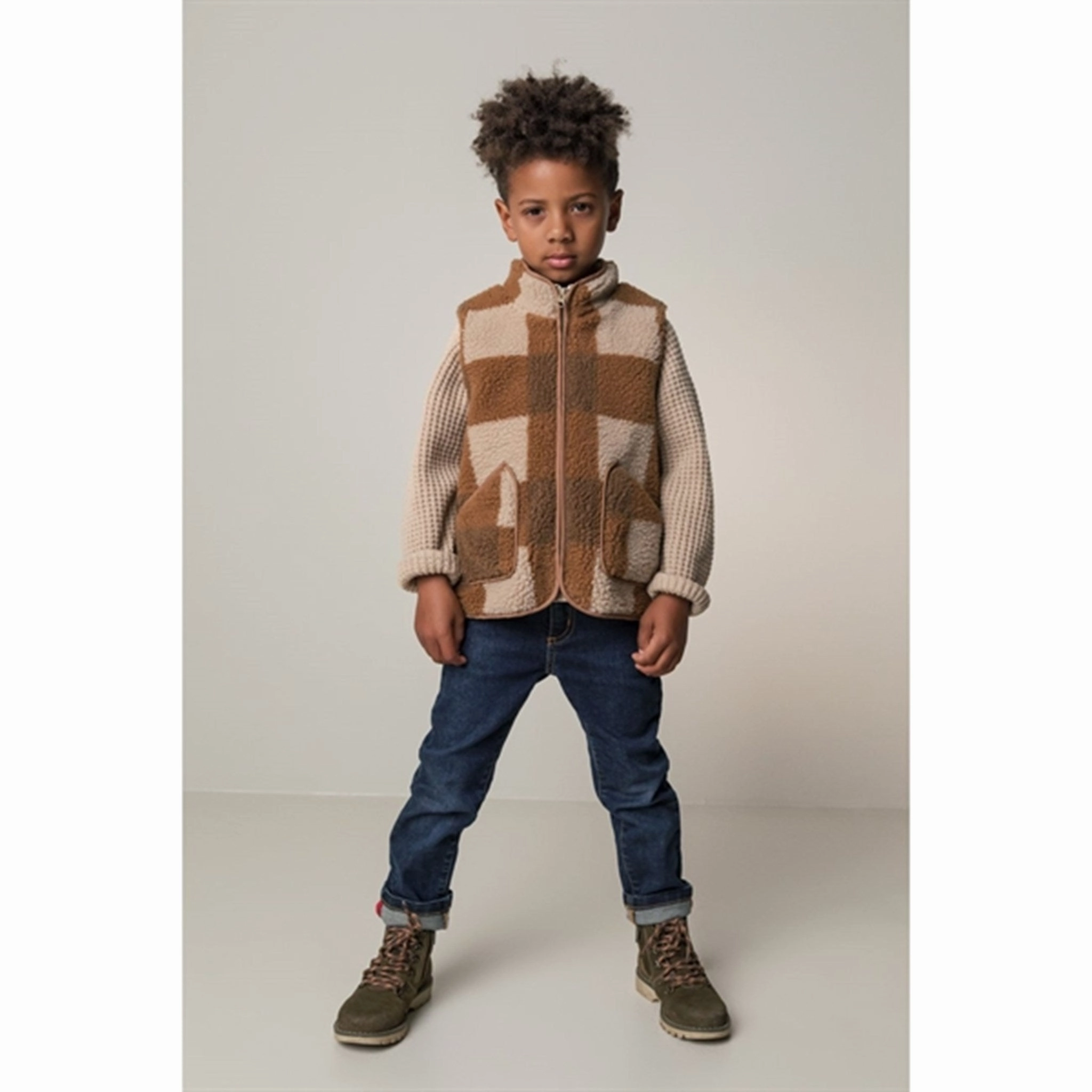 AntiStaticLayer MarMar Joby Teddybear Fleece Vest Chunky Hazel Check
