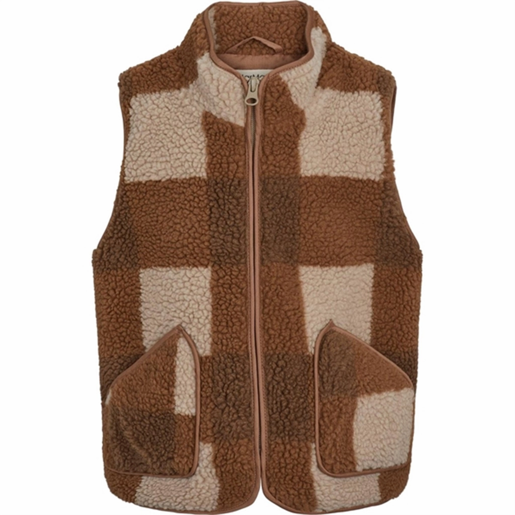 Monochrome Look MarMar Joby Teddybear Fleece Vest Chunky Hazel Check