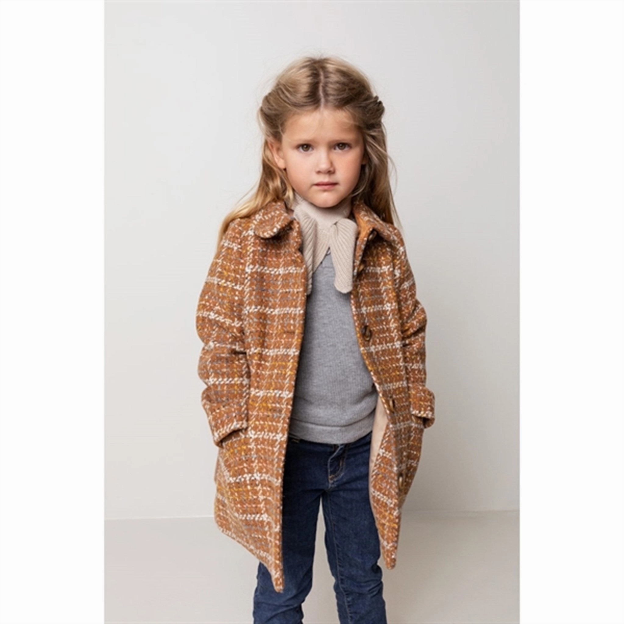 MarMar Olive Wool Glitter Jacket Caramel Check Polished Casual