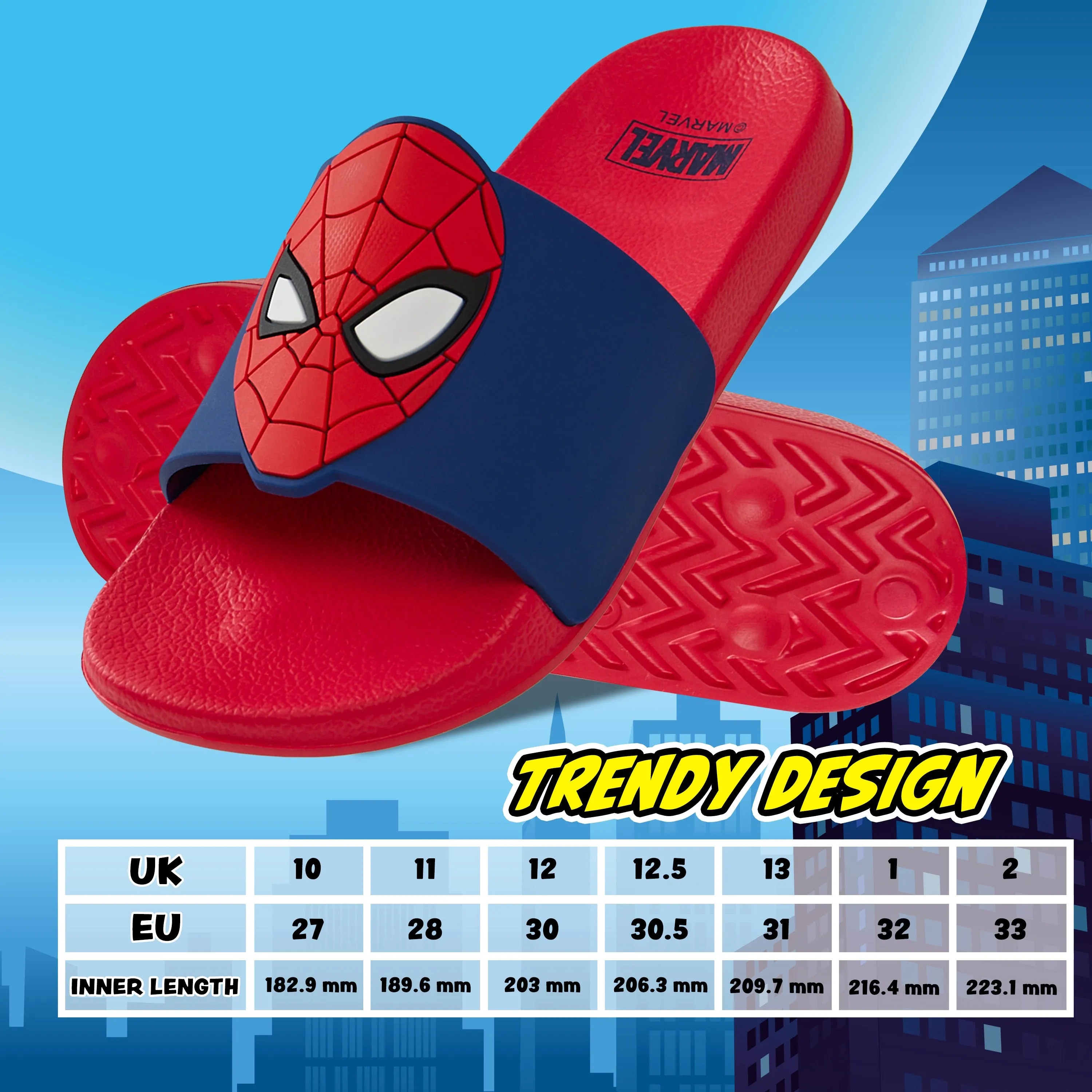 Marvel Boys Sliders Spiderman Kids Beach Shoes, Boys Sliders