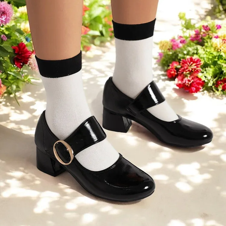 Mary Jane Women's Shoes Thick Heel Elegant Women's Mid-Heel Shoes