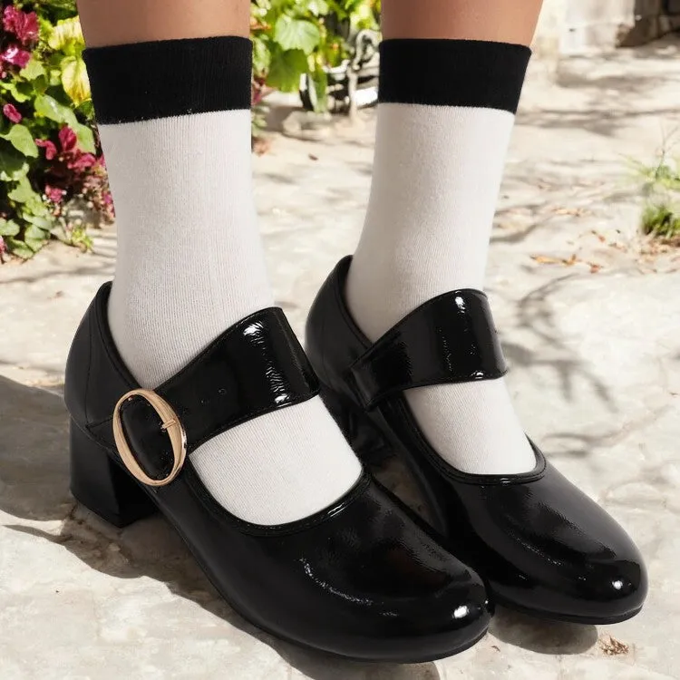 Mary Jane Women's Shoes Thick Heel Elegant Women's Mid-Heel Shoes