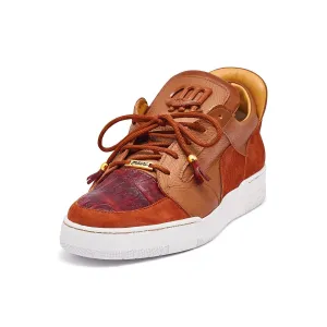 Mauri 8412 Boss Men's Shoes Gold Exotic Crocodile / Suede / Patent Leather Casual Sneakers (MA5334)