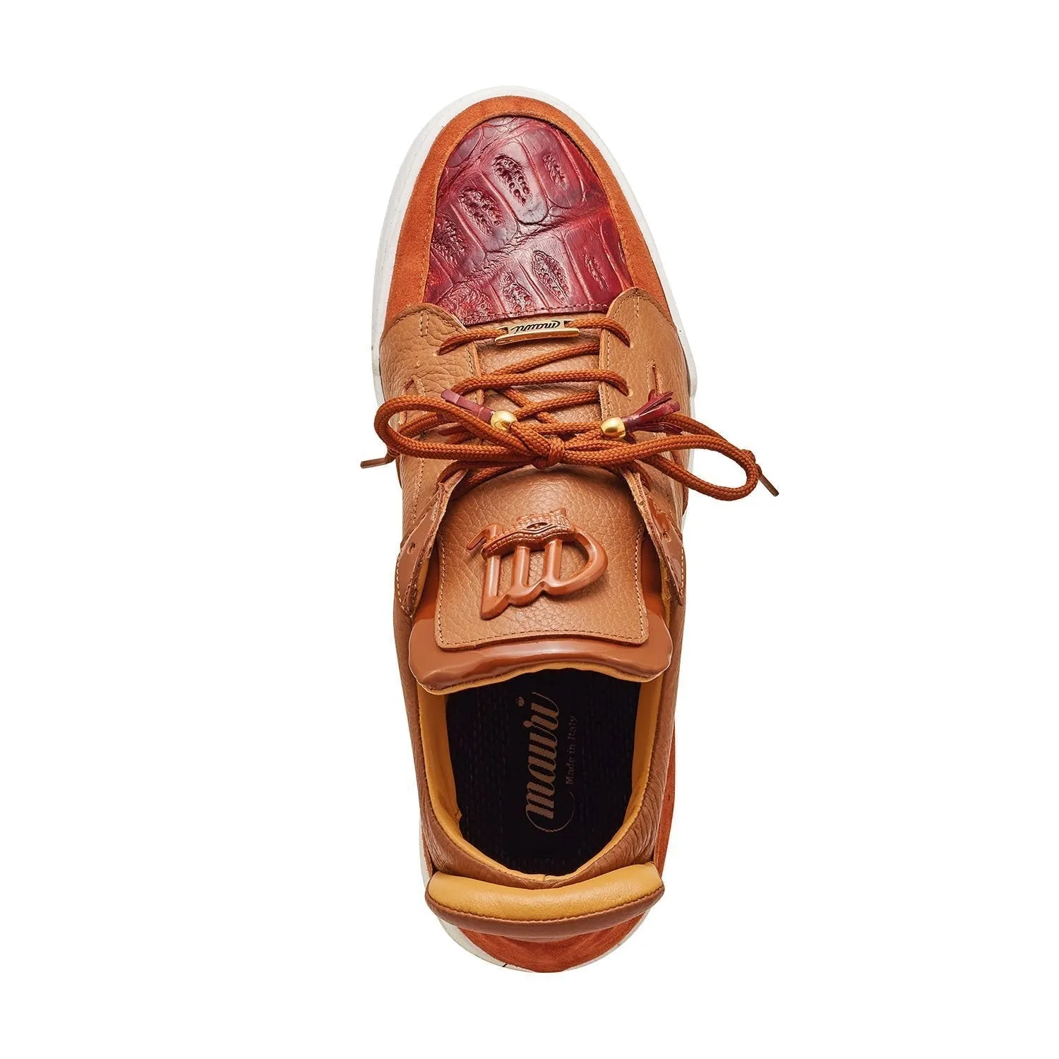 Mauri 8412 Boss Men's Shoes Gold Exotic Crocodile / Suede / Patent Leather Casual Sneakers (MA5334)