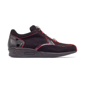 Mauri Jackpot M791 Men's Shoes Black & Red Exotic Crocodile / Suede / Patent Leather Sneakers (MA5347)