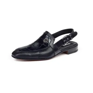 Mauri Men's Shoes Black Body Exotic Alligator & Calf-skin leather Sandals 4798 (MA4513)