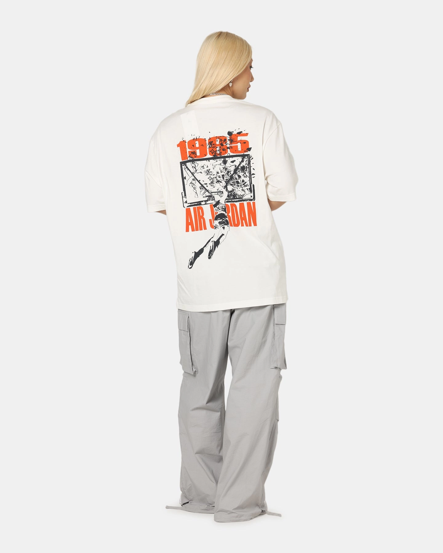 Streetwear Jordan Brooklyn Shattered Back Board Oversized Graphic T-Shirt Sail