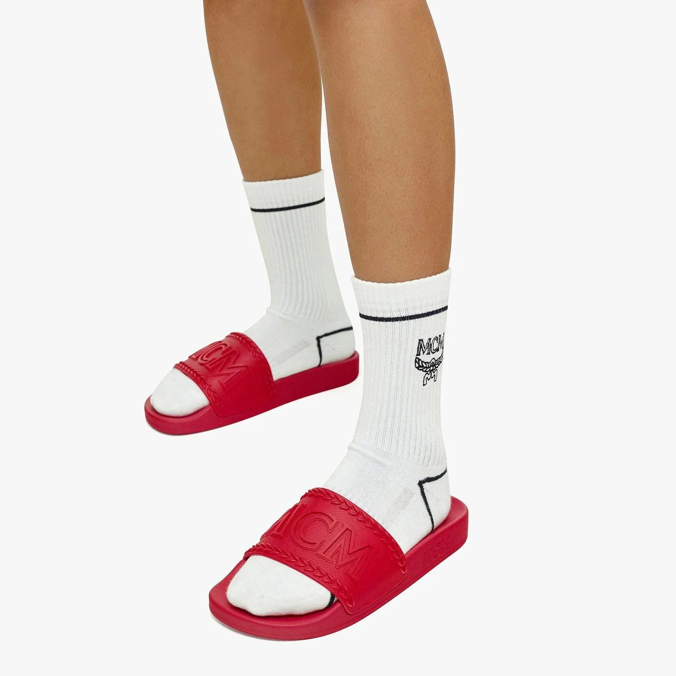 MCM Women's Big Logo Rubber Slides